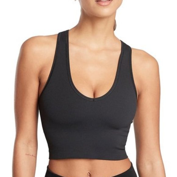 Athleta Tops - [Athleta] Aurora Seamless Crop Rib Tank Black Medium